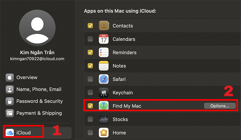 Bật Find My Mac